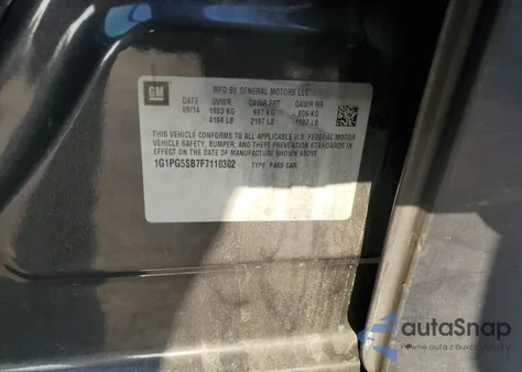 2015 Chevrolet Cruze Ltz from USA, damaged, VIN 1G1PG5SB7F7110302